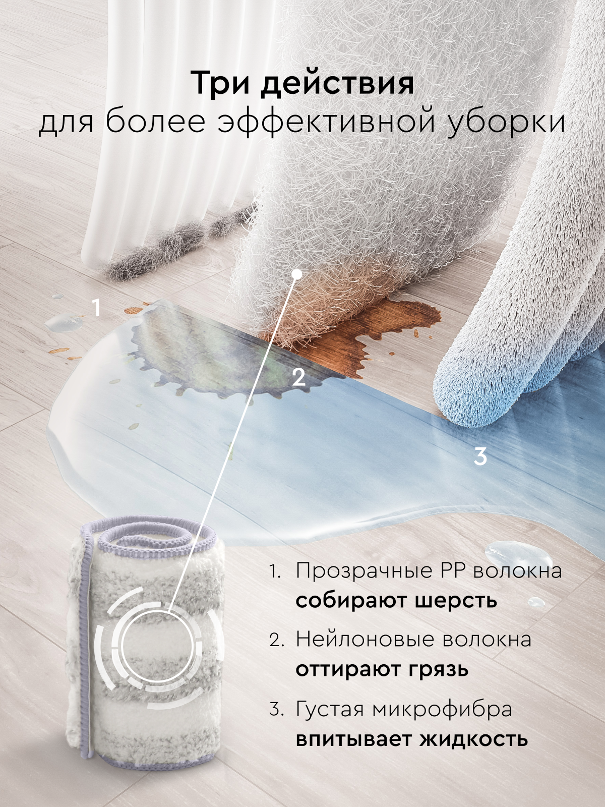 Насадка для швабры Hauswell Smart Mop 4 шт - фото 3