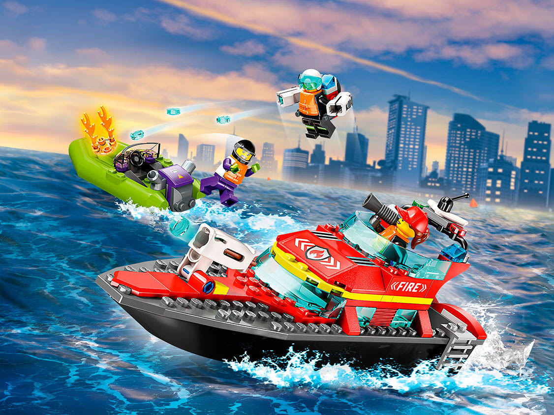 Конструктор LEGO City Пожарная спасательная лодка 144 дет. - фото 1