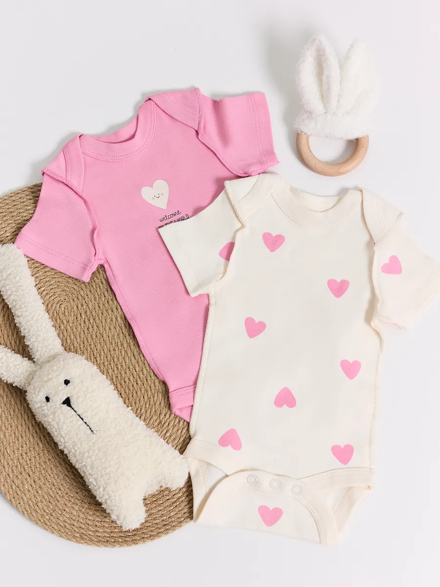 Боди 2 шт Mark Formelle (Марк Формэль) 13015-2/сердечки на молоке +розовый - фото 9