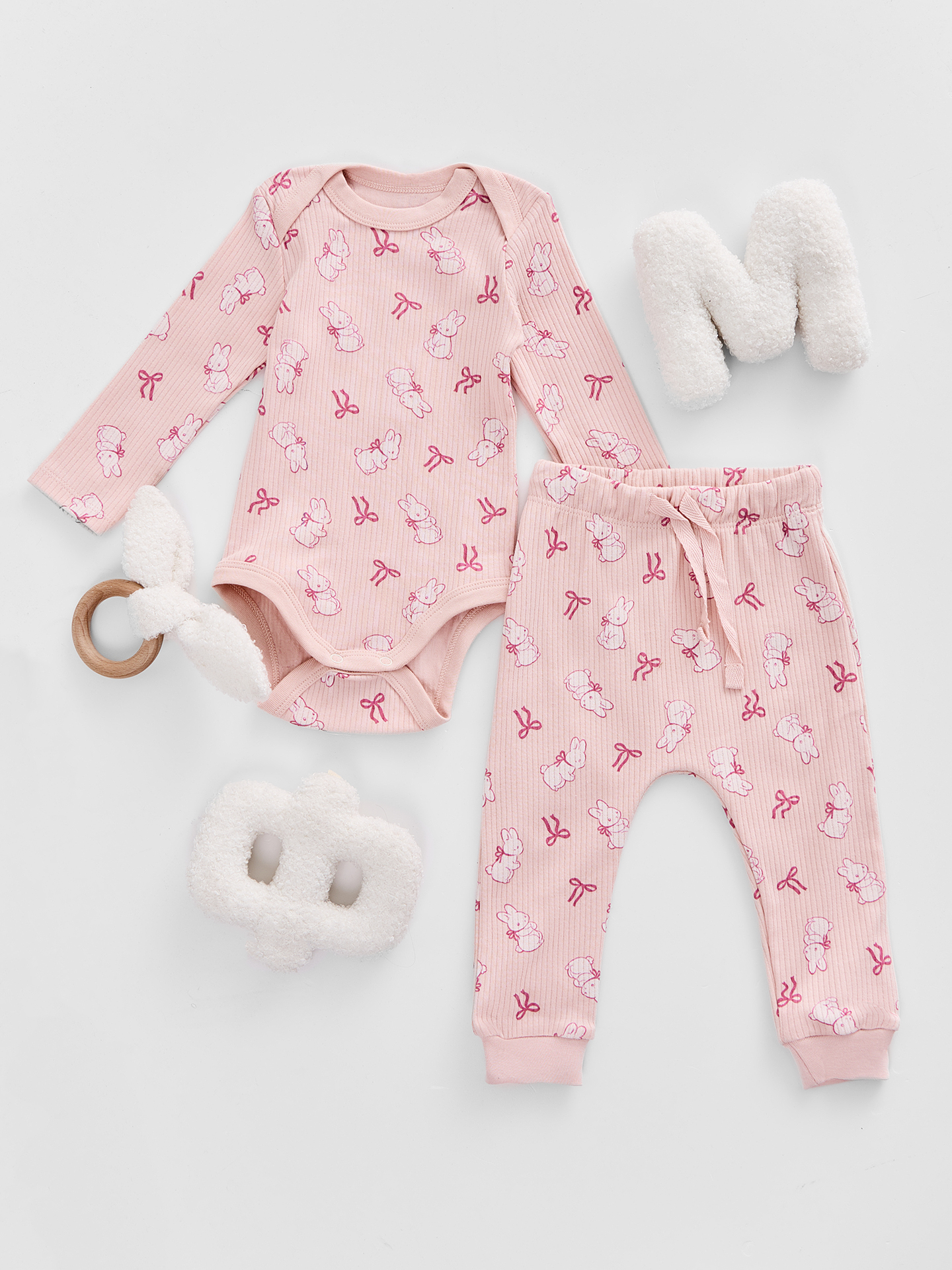 Комплект Mark Formelle (Марк Формэль) 89408/бантики и зайки на розовом - фото 1