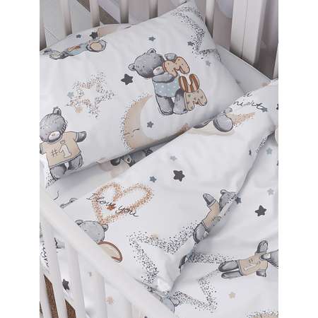 Комплект постельного белья Lemony kids в овальную кроватку Teddy bear Белый 3 предмета
