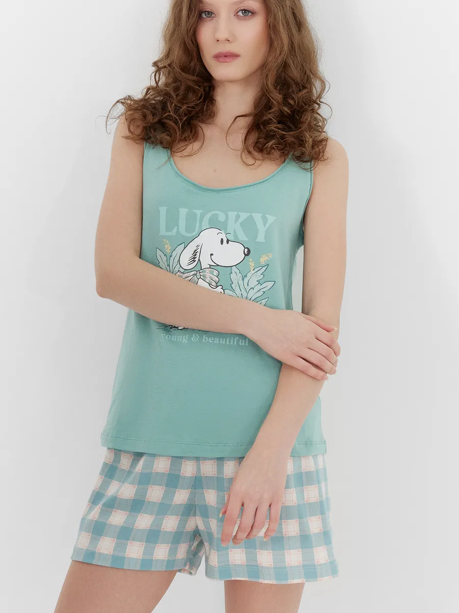 Пижама Mark Formelle (Марк Формэль) 592341/пыльная бирюза +зеленая клетка - фото 1