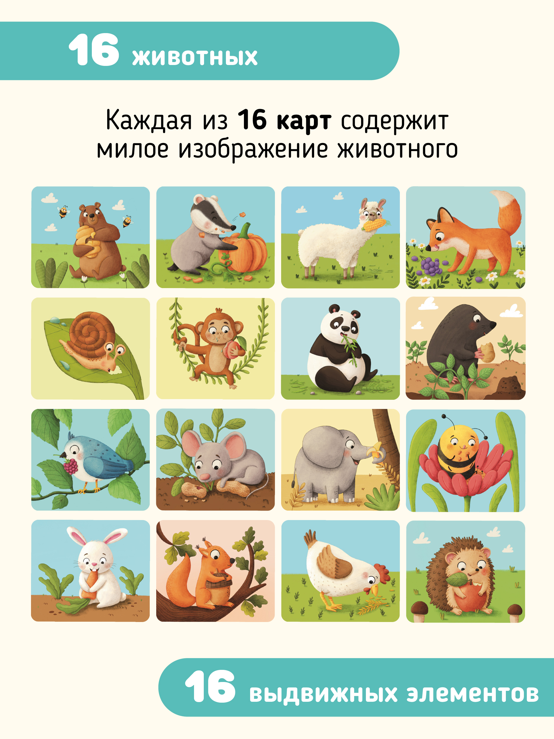 Интерактивные развивающие карточки Счастье внутри для малышей "Тяни и корми" - фото 3