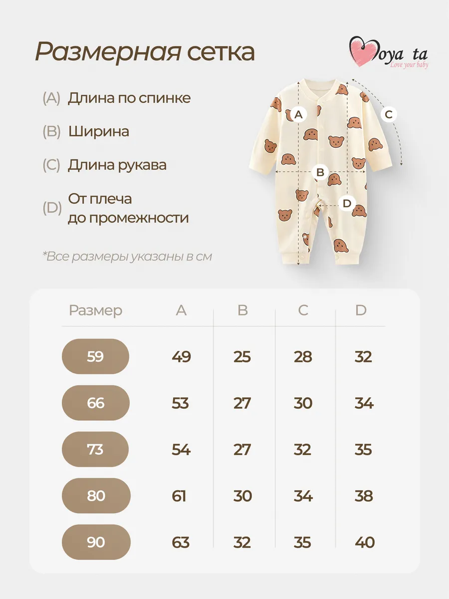 Комбинезон 2 шт Moya ta slip2_bear_shokolad - фото 10