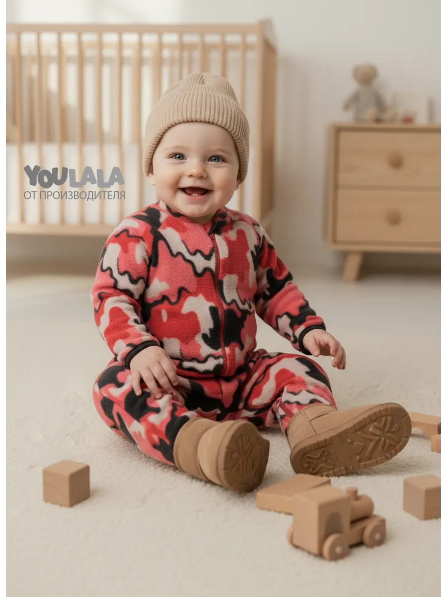 Изображение товара Комбинезон YOULALA флисовый для новорожденных 86 с рисунком для девочки