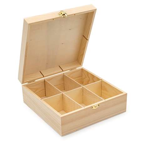 Шкатулка Astra&Craft деревянная с шестью отсеками 22х22х9 см