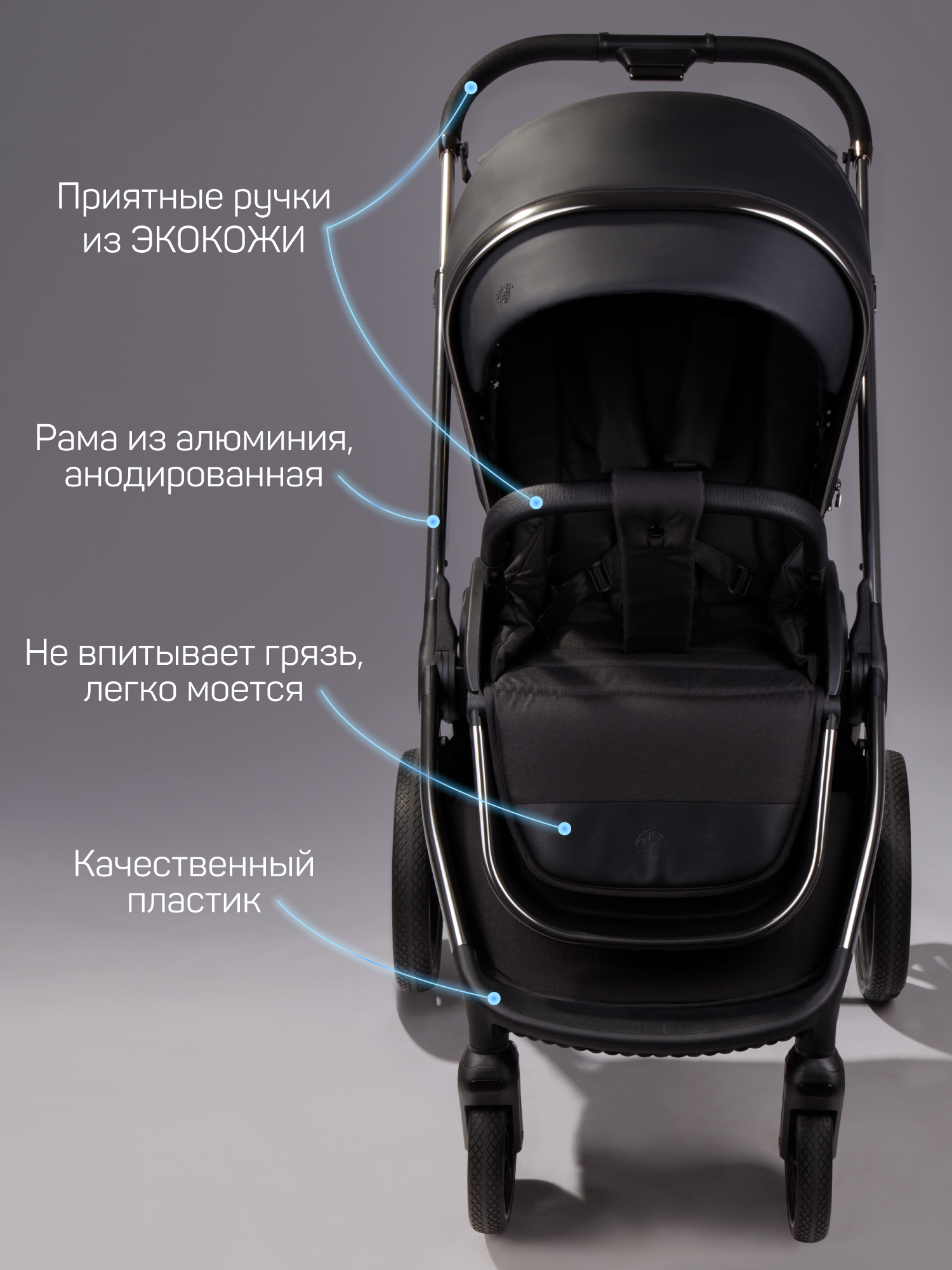 Коляска 2в1 Amarobaby Motus Premium Ecco черный - фото 25