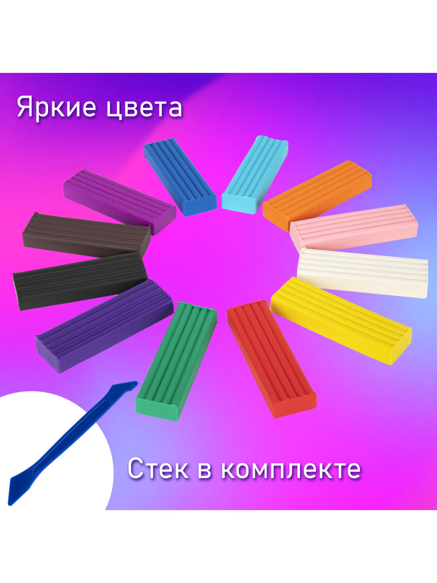 Пластилин Brauberg 12 цв. - фото 2