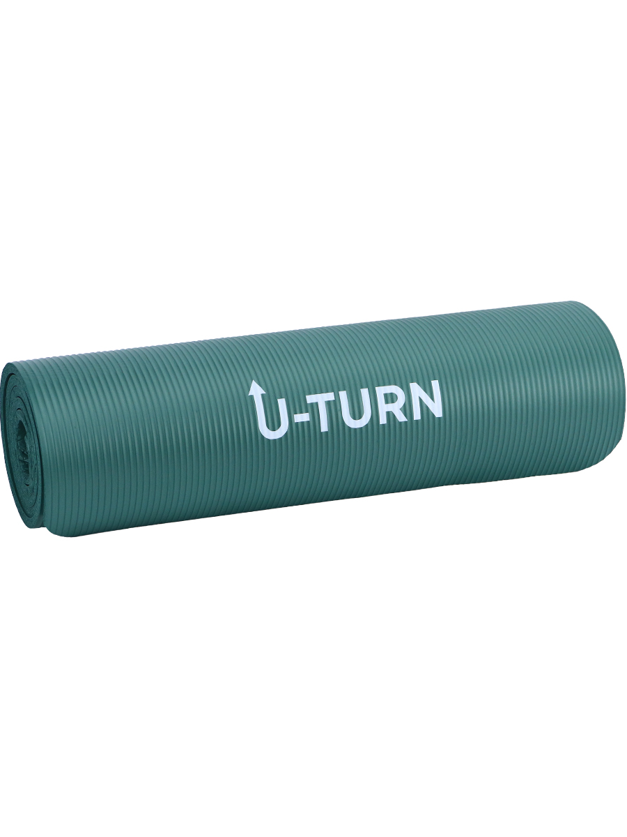 Коврик спортивный U-TURN для фитнеса и йоги тёмно-зелёный - фото 6