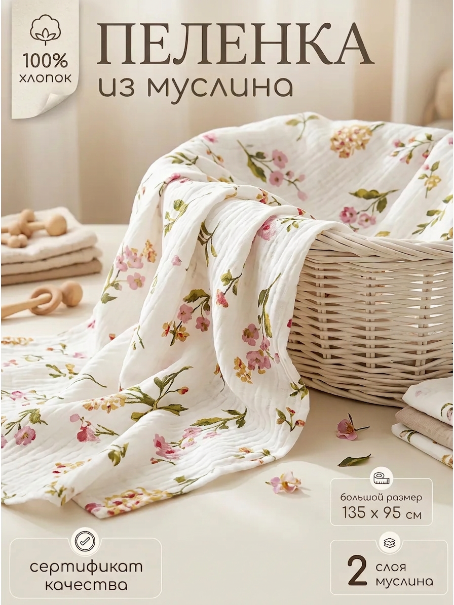 Пелёнка Мягкий Кролик муслин 95х135 см 1 шт. - фото 1