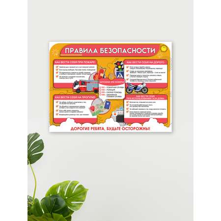 Плакат HAPPY правила безопасности оформление класса