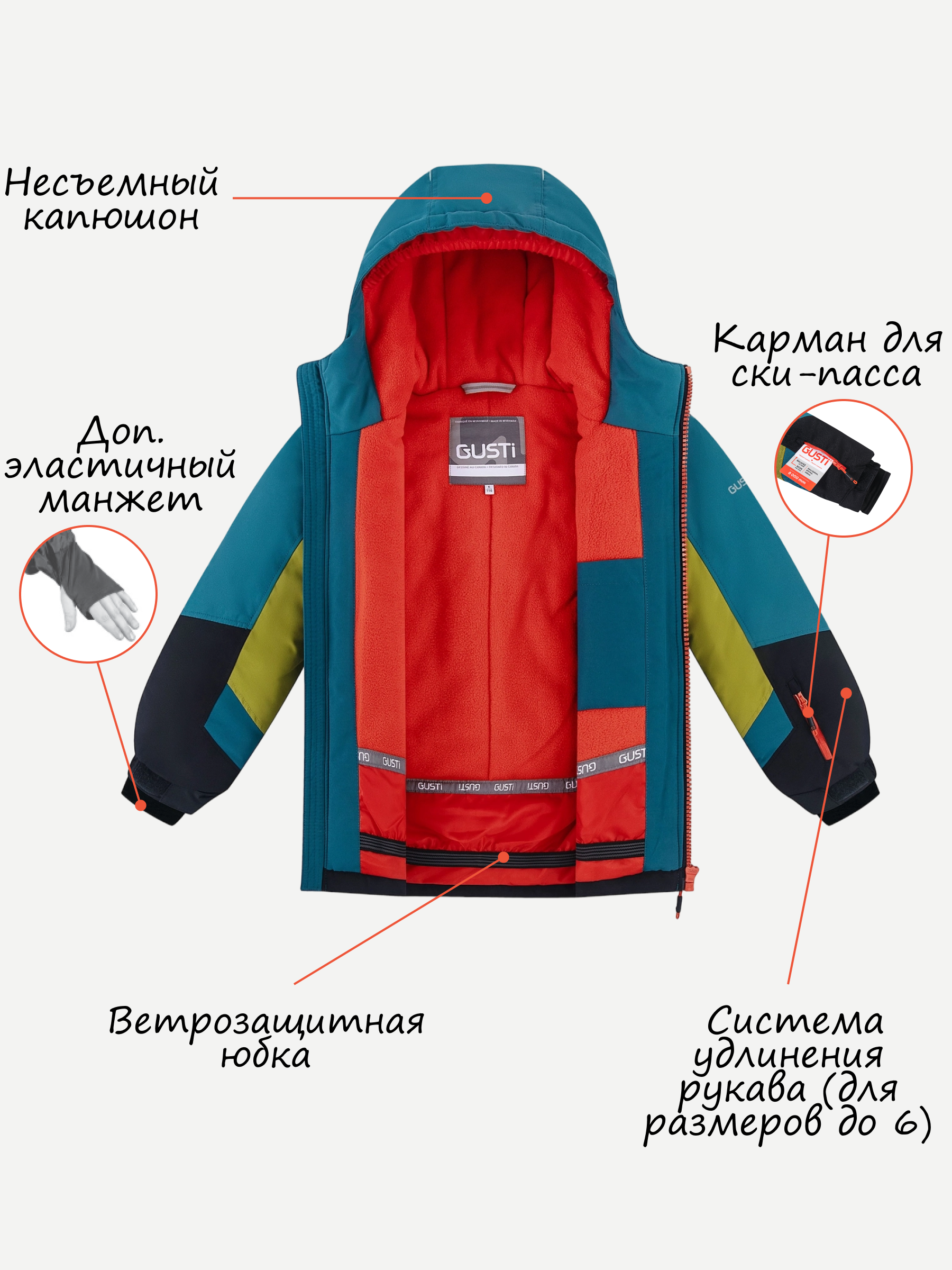 Куртка и полукомбинезон GUSTI GW4BS531-OCEANSIDE-BLACK - фото 4