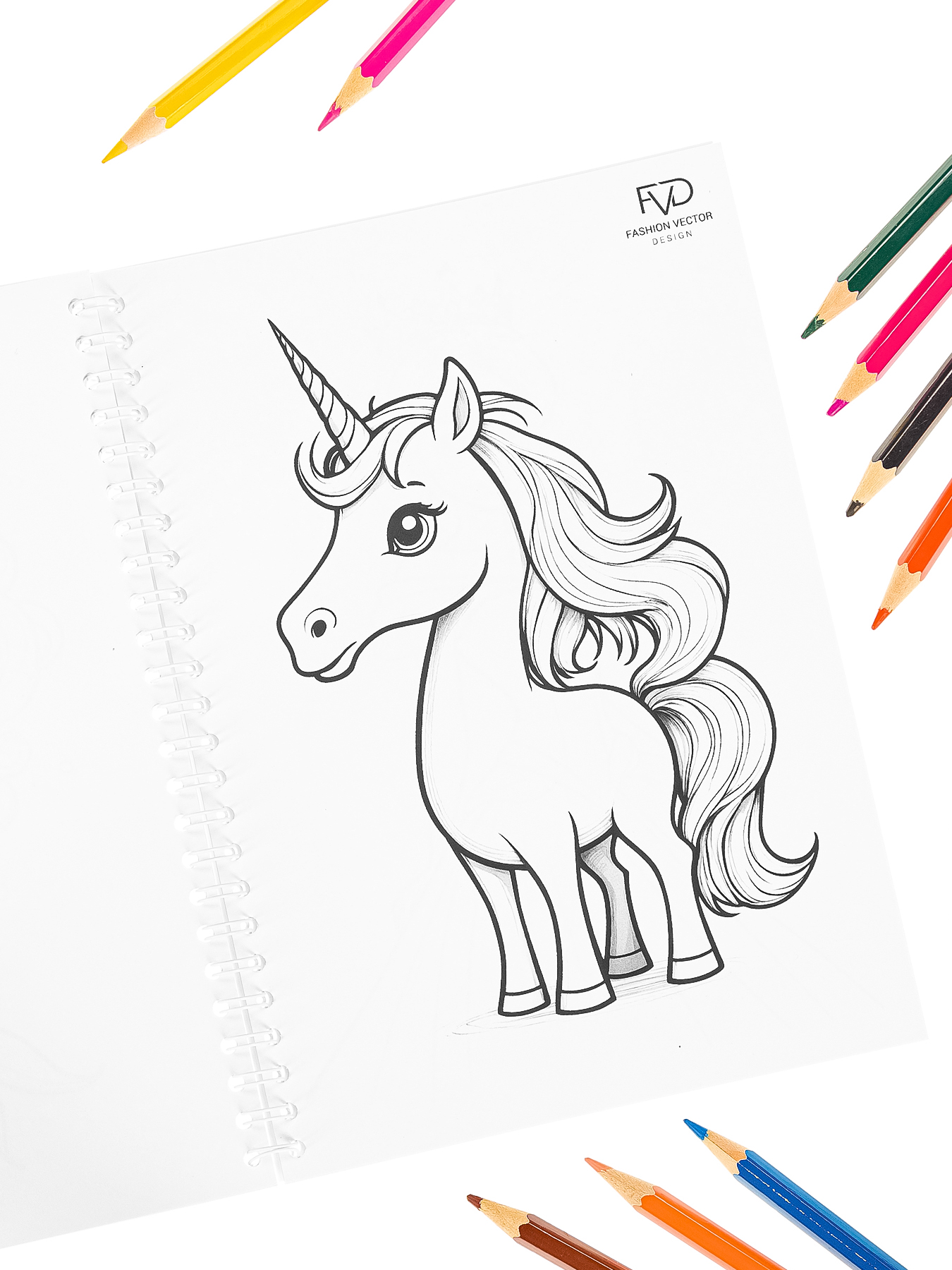 Раскраска для детей Fashion Vector Design Единороги, Принцессы, Феи, 30 листов, А5, подарок девочкам - фото 9