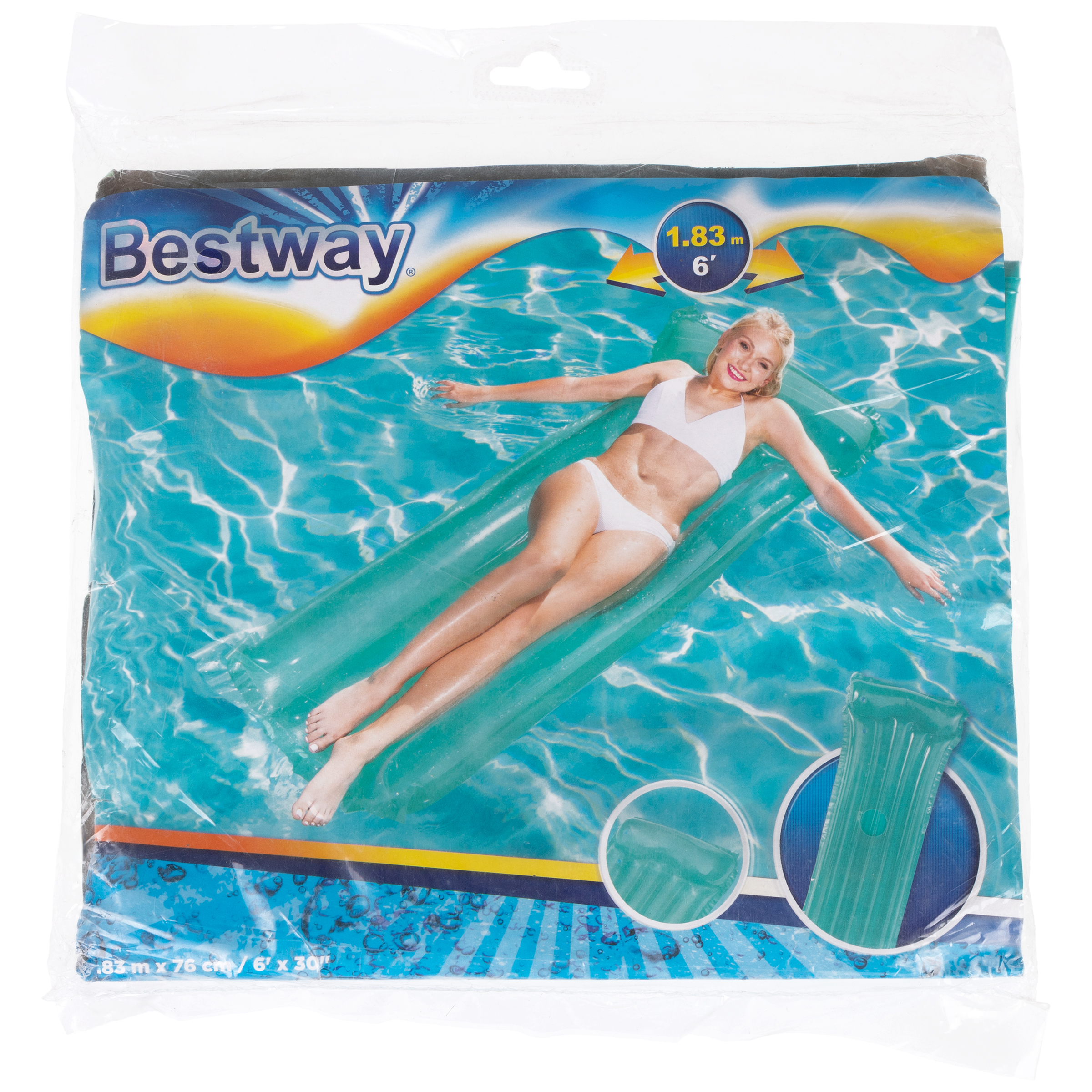 Надувной матрас для плавания Bestway 183 х 76 водяной матрац для бассейна моря речки пляжа бирюзовый - фото 3