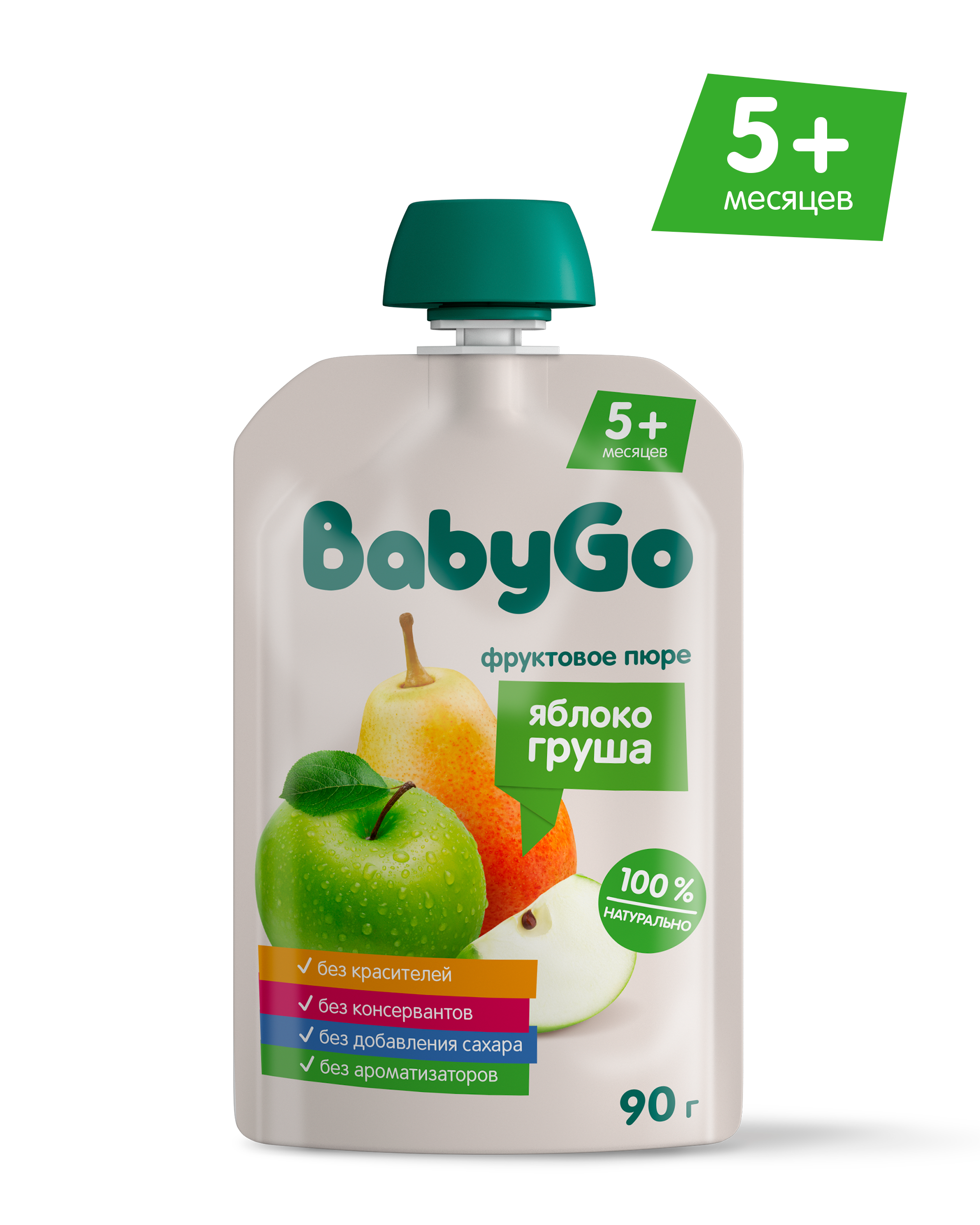 Пюре BabyGo Яблоко-груша с 5 мес 90 г - фото 1