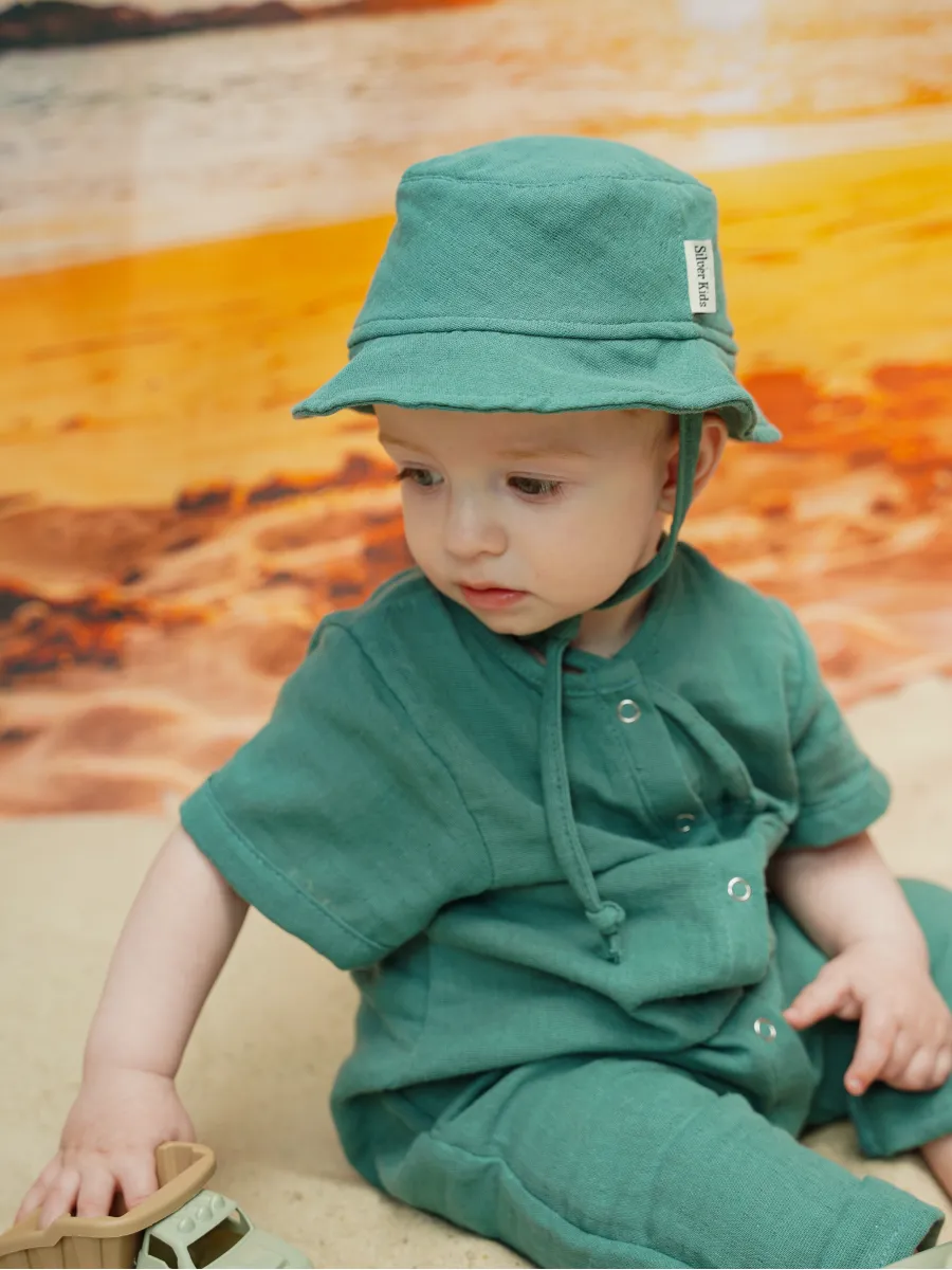 Песочник с панамкой Супер Пупс кос/мусл/хаки - фото 18