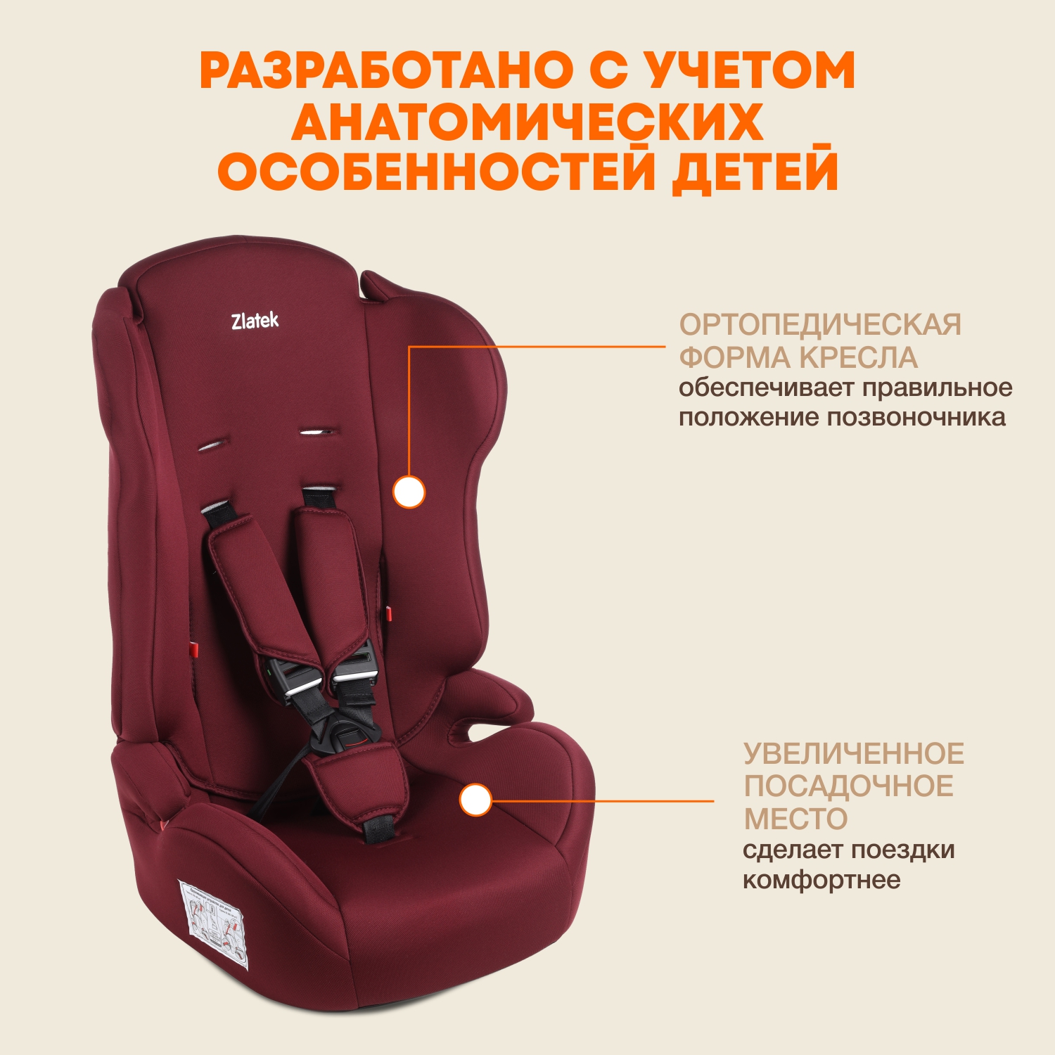 Автокресло ZLATEK Basic 1/2/3 (9-36 кг) - фото 3