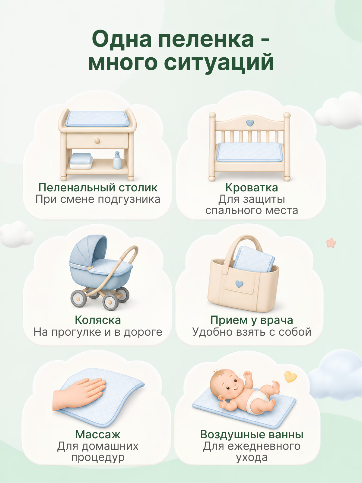 Пелёнки одноразовые Добруша 60х90 см 20 шт. - фото 5