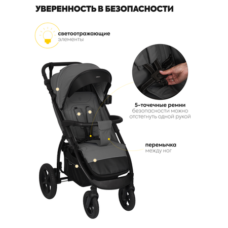 Коляска прогулочная JOVOLA Selena SL, темно-серый серый
