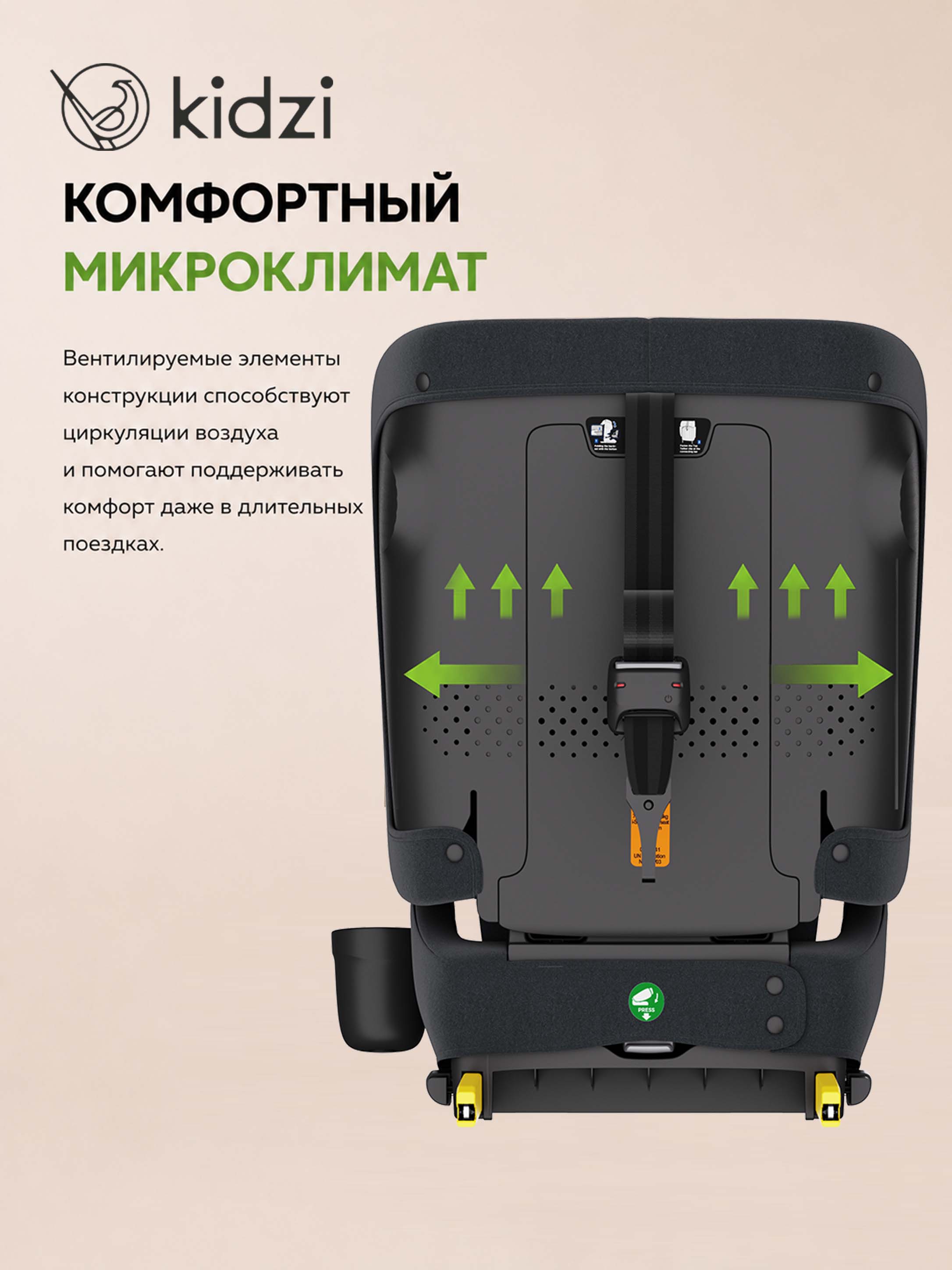 Автокресло Kidzi ORIO i-SIZE Isofix 1/2/3 (9-36 кг) серый - фото 13