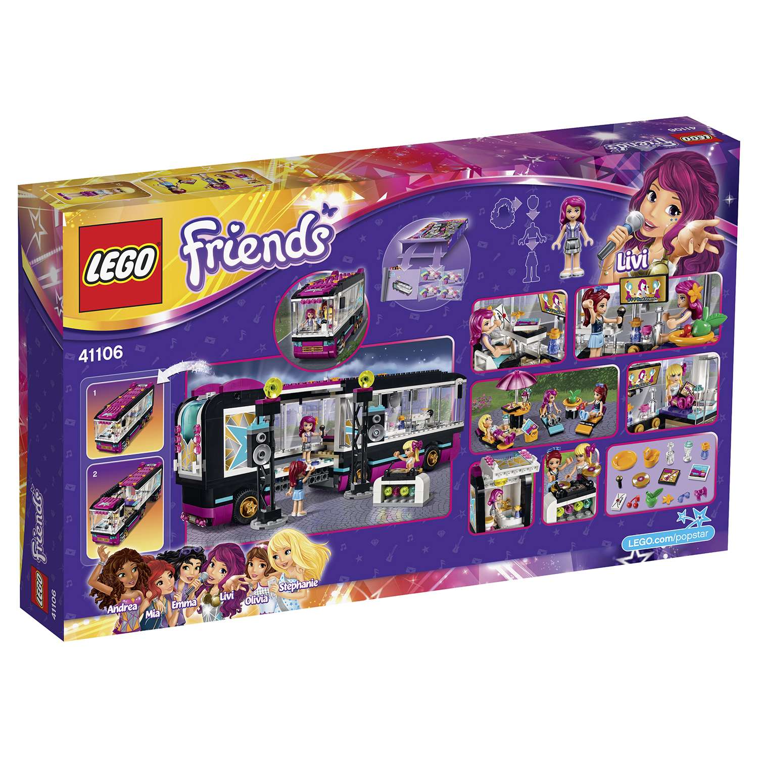 Конструктор LEGO Friends Поп звезда: гастроли блочный - фото 3