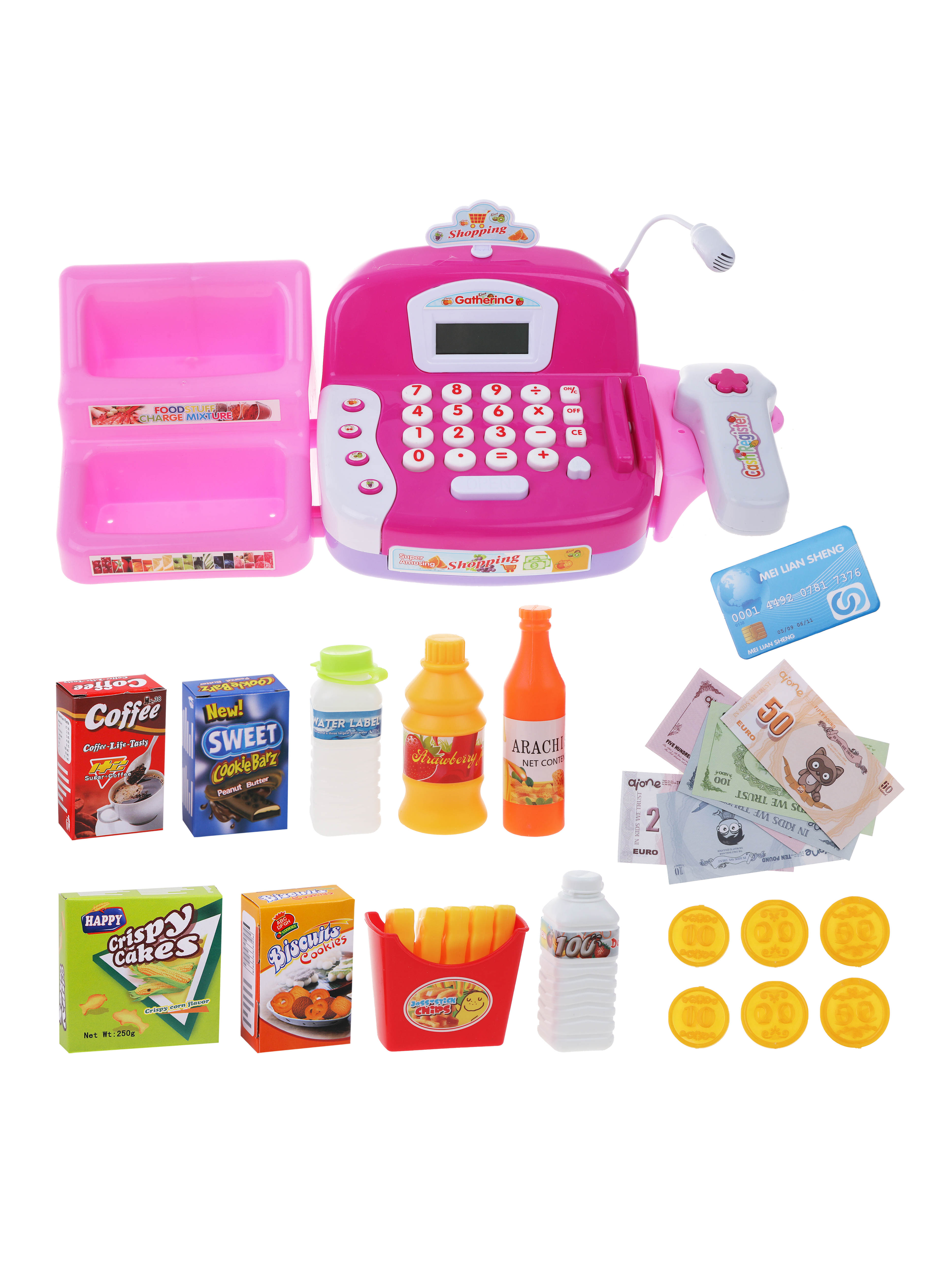 Игровой набор Наша Игрушка продукты, прилавок, касса, тележки и корзинки - фото 2