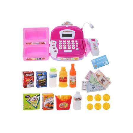 Игровой набор Наша Игрушка продукты, прилавок, касса, тележки и корзинки