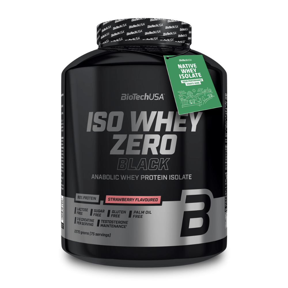 Сывороточный протеин изолят BiotechUSA Iso Whey Zero Black 2270 г клубника - фото 1