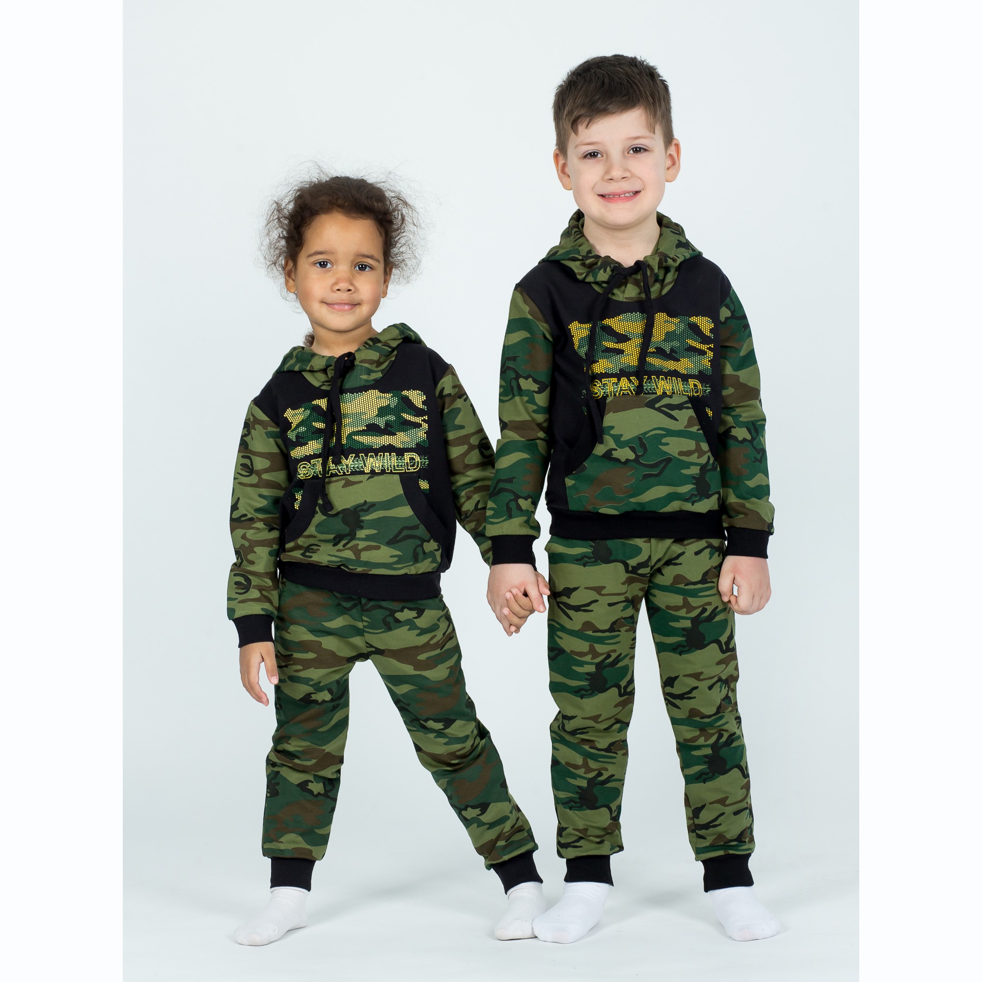 Костюм спортивный KiMMi Baby КБ-1308747 хаки черный милитари - фото 6