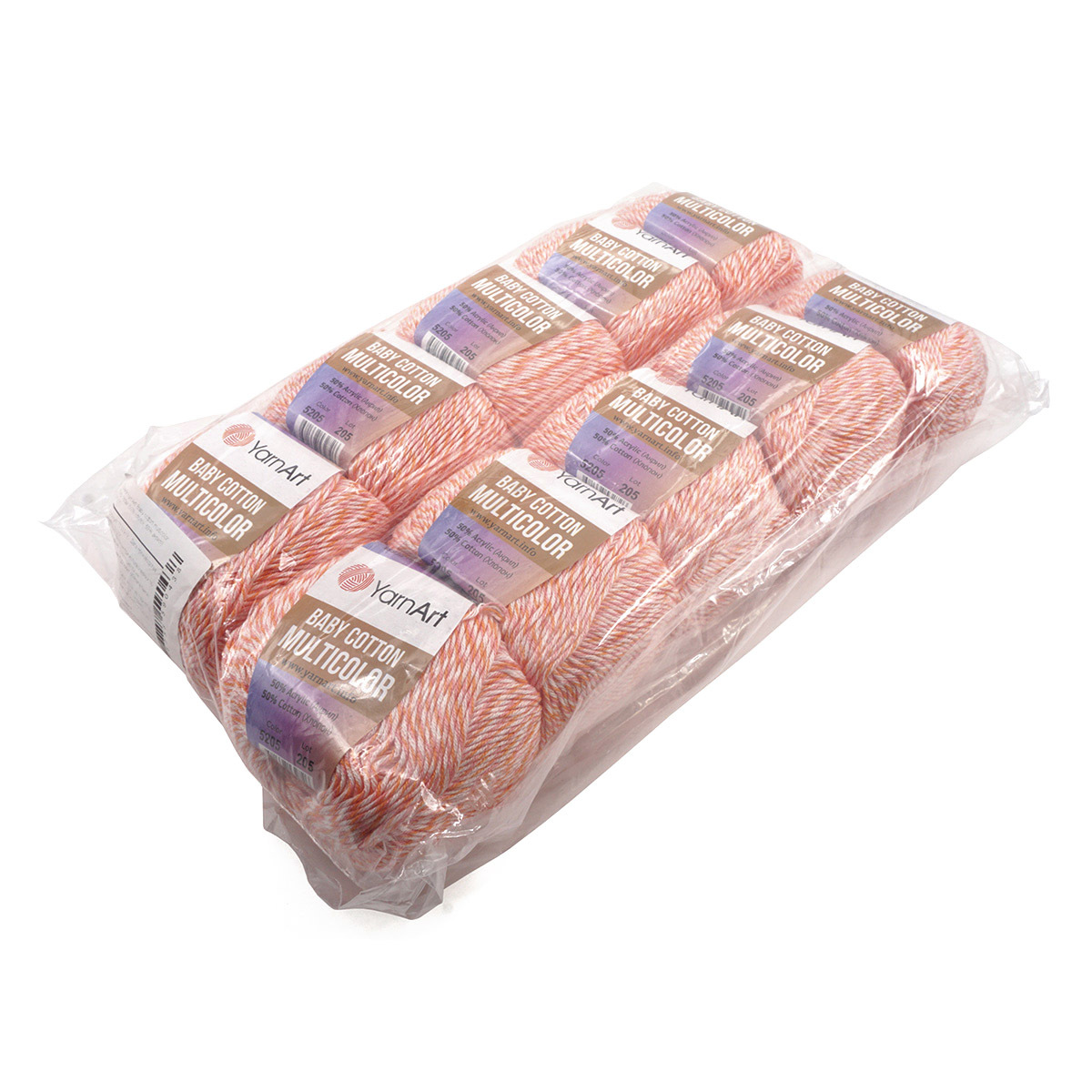 Пряжа для вязания YarnArt Baby cotton multicolor 50 гр 165 м хлопок акрил детская 10 мотков цвет 5205 - фото 8