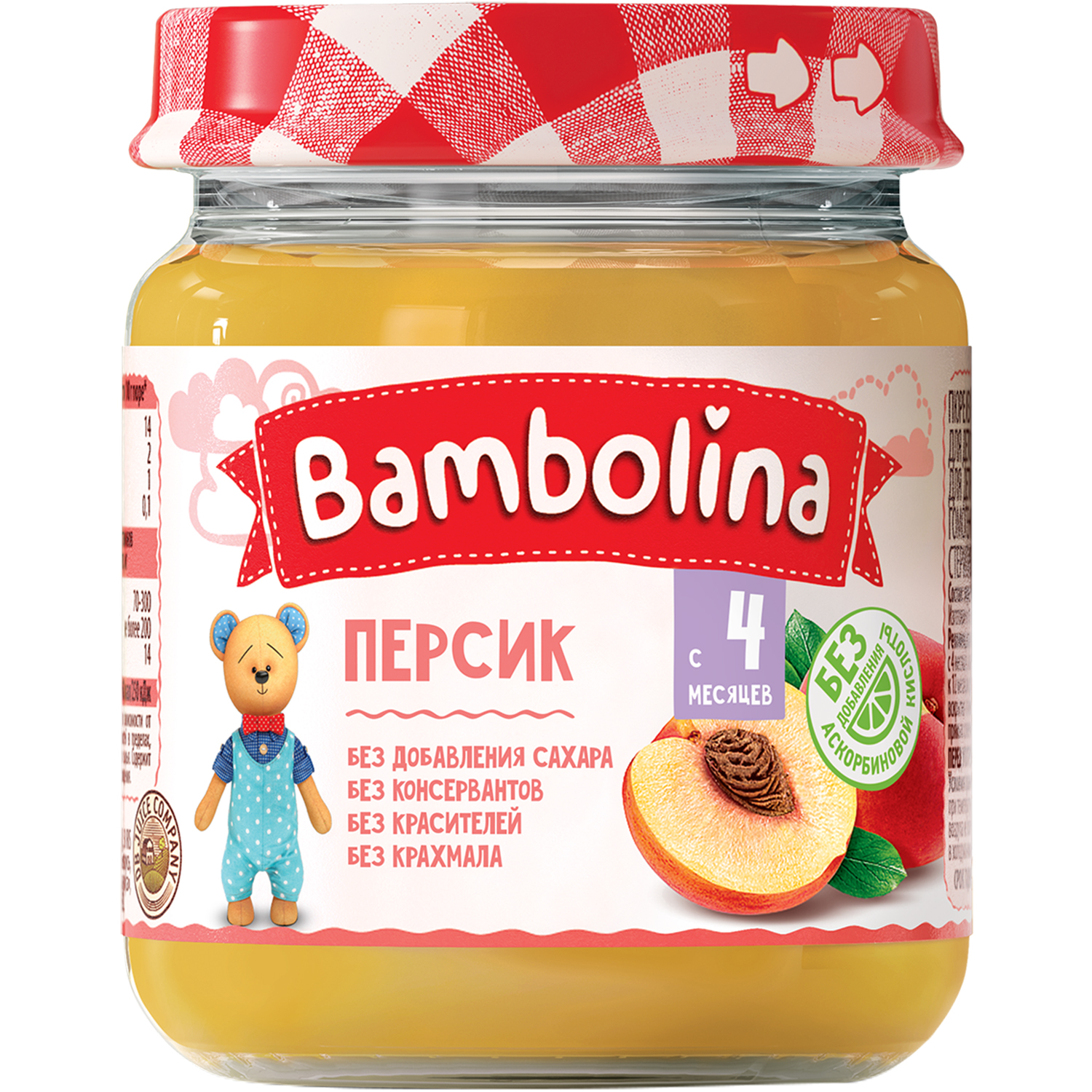 Пюре Bambolinа Персик с 6 мес 100 г - фото 1