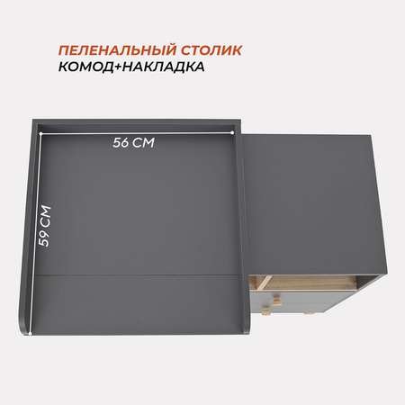 Комод пеленальный Rant Vester 100 см 4 ящика 3 отсека Moon Grey
