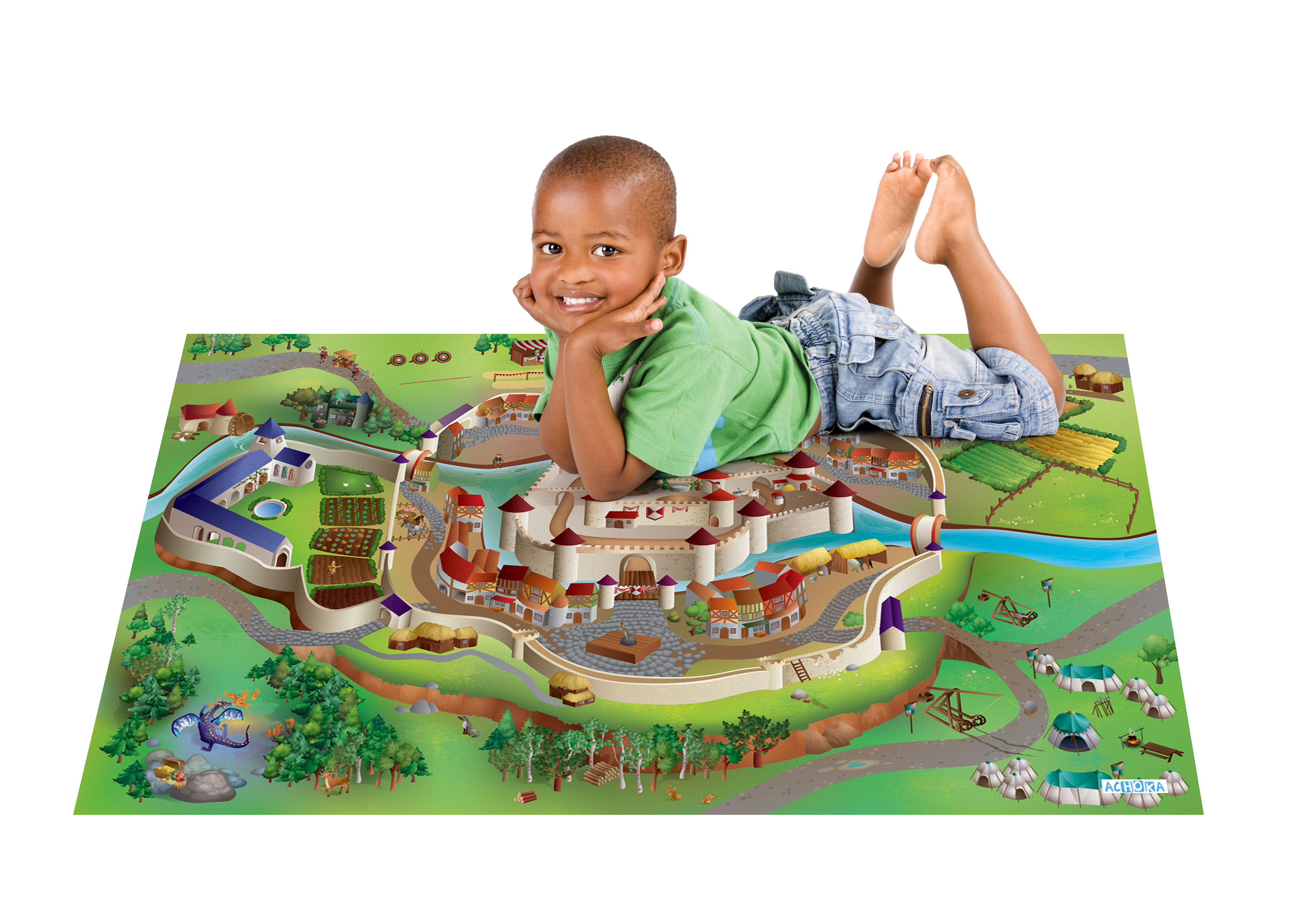 Детский складной коврик Achoka Рыцарский замок 150 x 100 см 1 шт. - фото 2