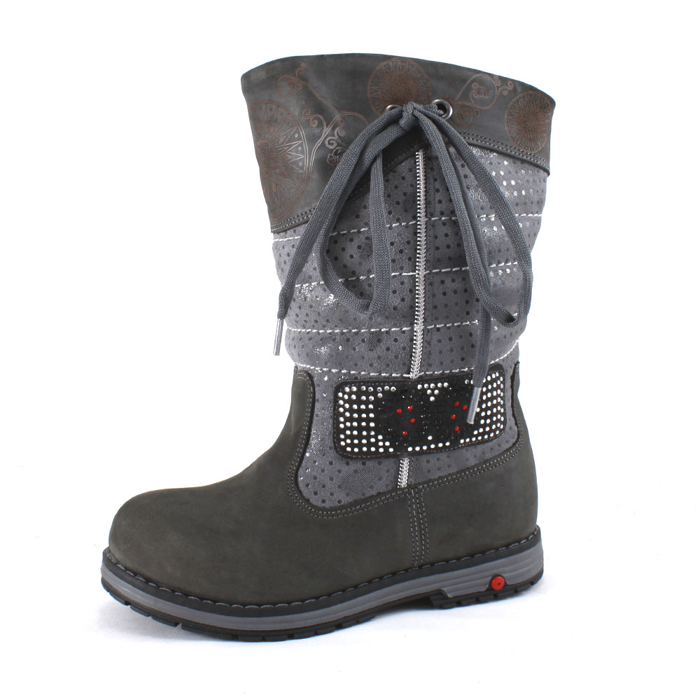 Сапоги Europen 131-61-80-СВ EUROPEN Сапоги для девочки,серый нубук - фото 1