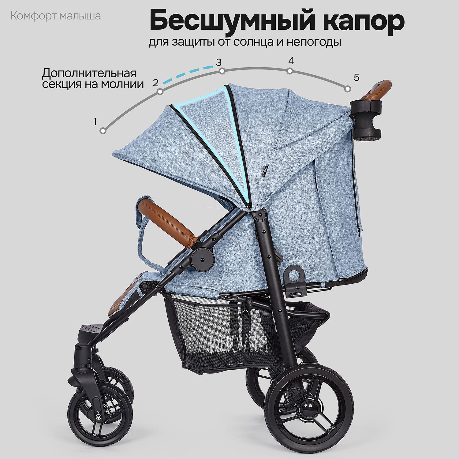 Коляска прогулочная Nuovita Corso голубой - фото 7