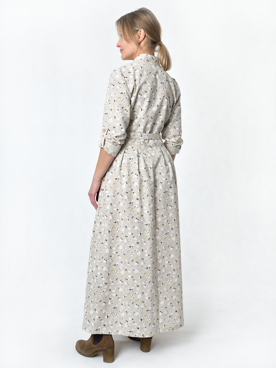 Платье Льняная Горница пл025-02/светло-серый-белый - фото 16