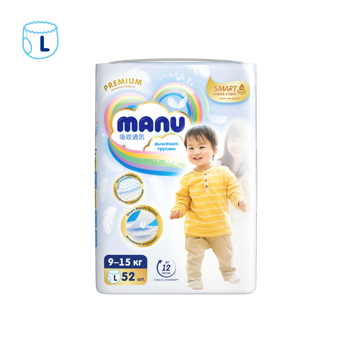 Трусики MANU Premium L (9-15 кг) 52 шт. - фото 10