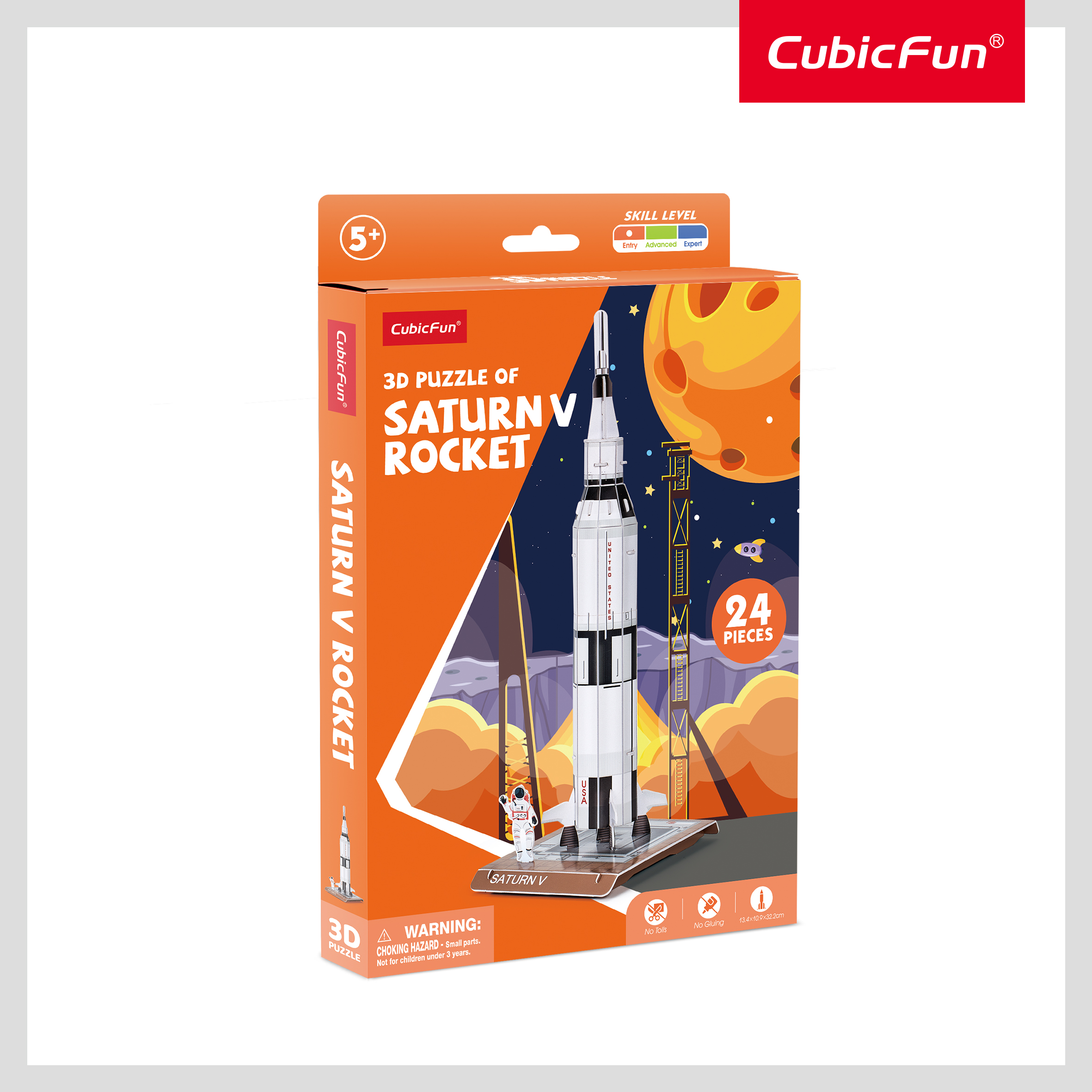 Пазл 3D CubicFun Ракета Сатурн-5 24 детали - фото 3