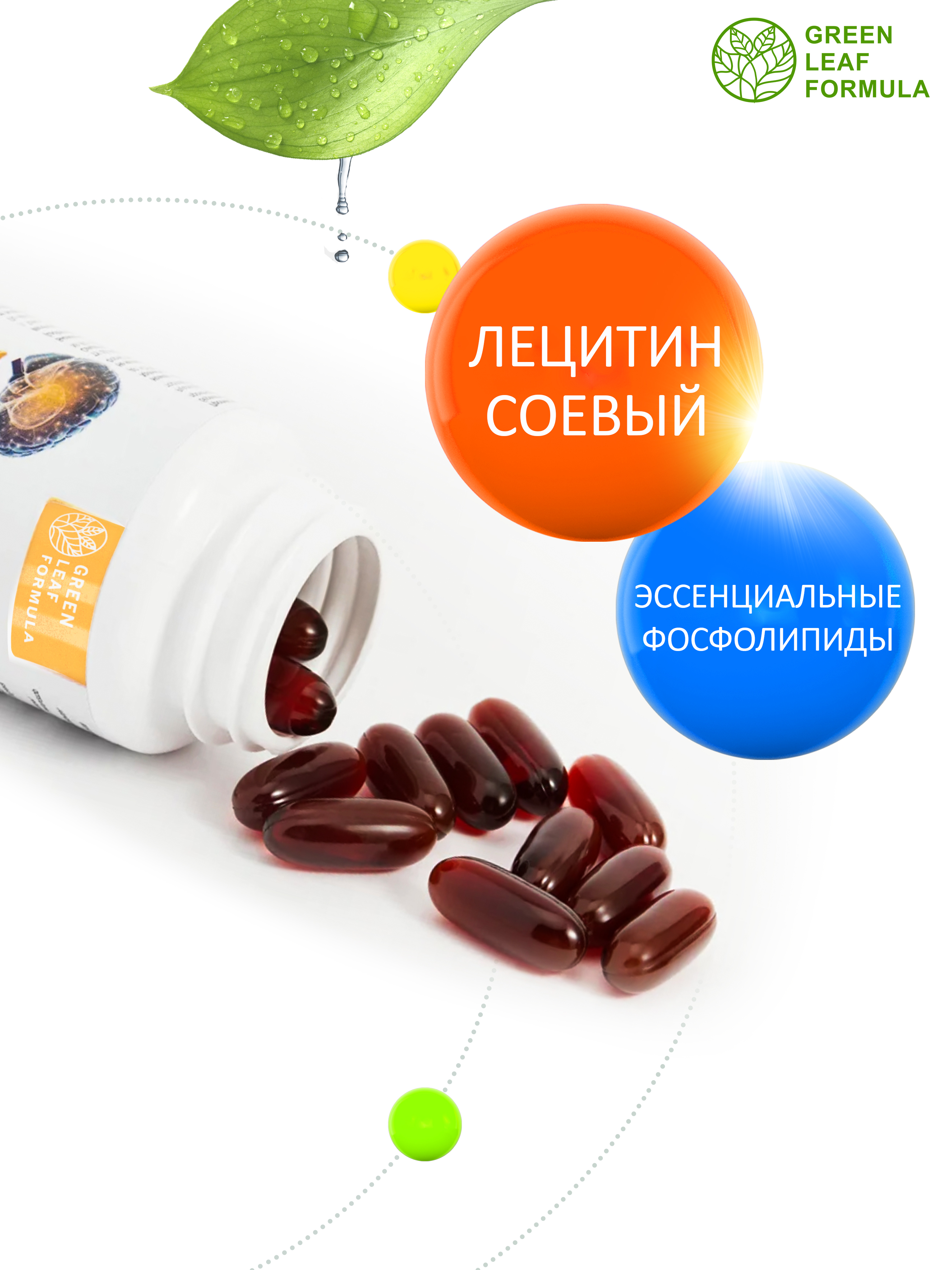 Лецитин соевый Green Leaf Formula витамины для мозга для нервной системы для печени для спорта фосфолипиды - фото 4