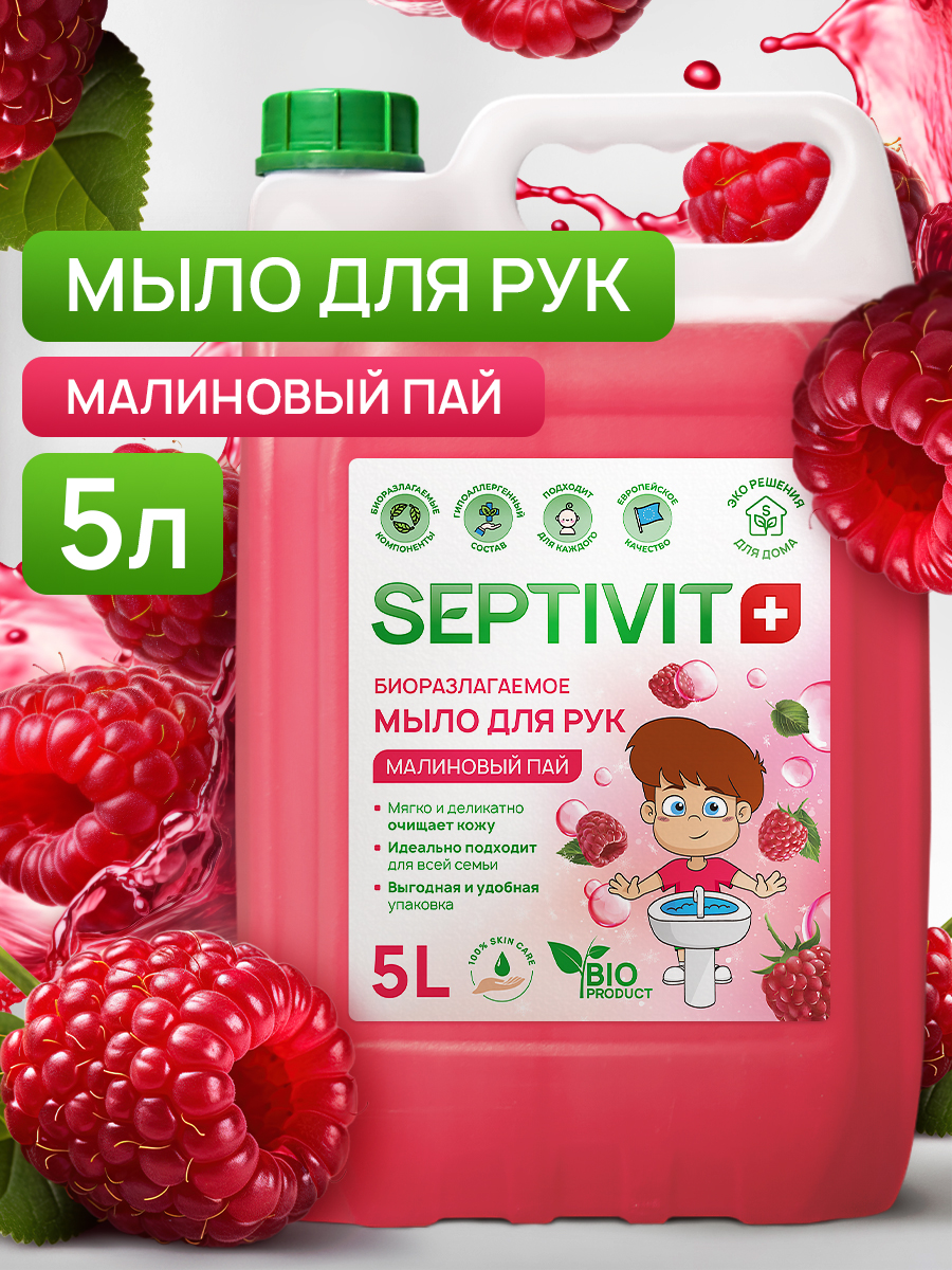 Мыло жидкое SEPTIVIT Малиновый Пай 5450 г 5000 мл - фото 1