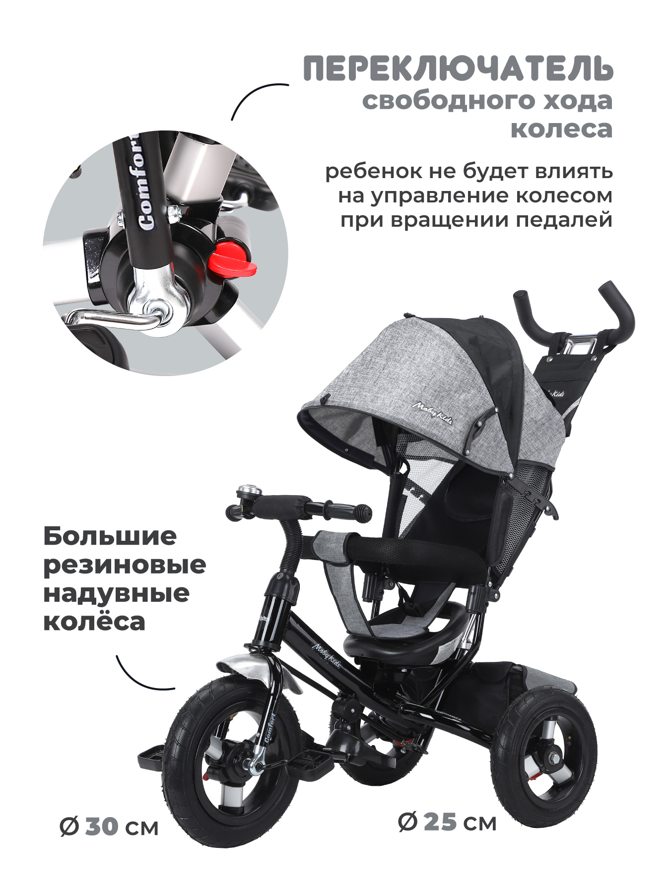 Трехколесный велосипед Moby kids 10 дюймов - фото 4