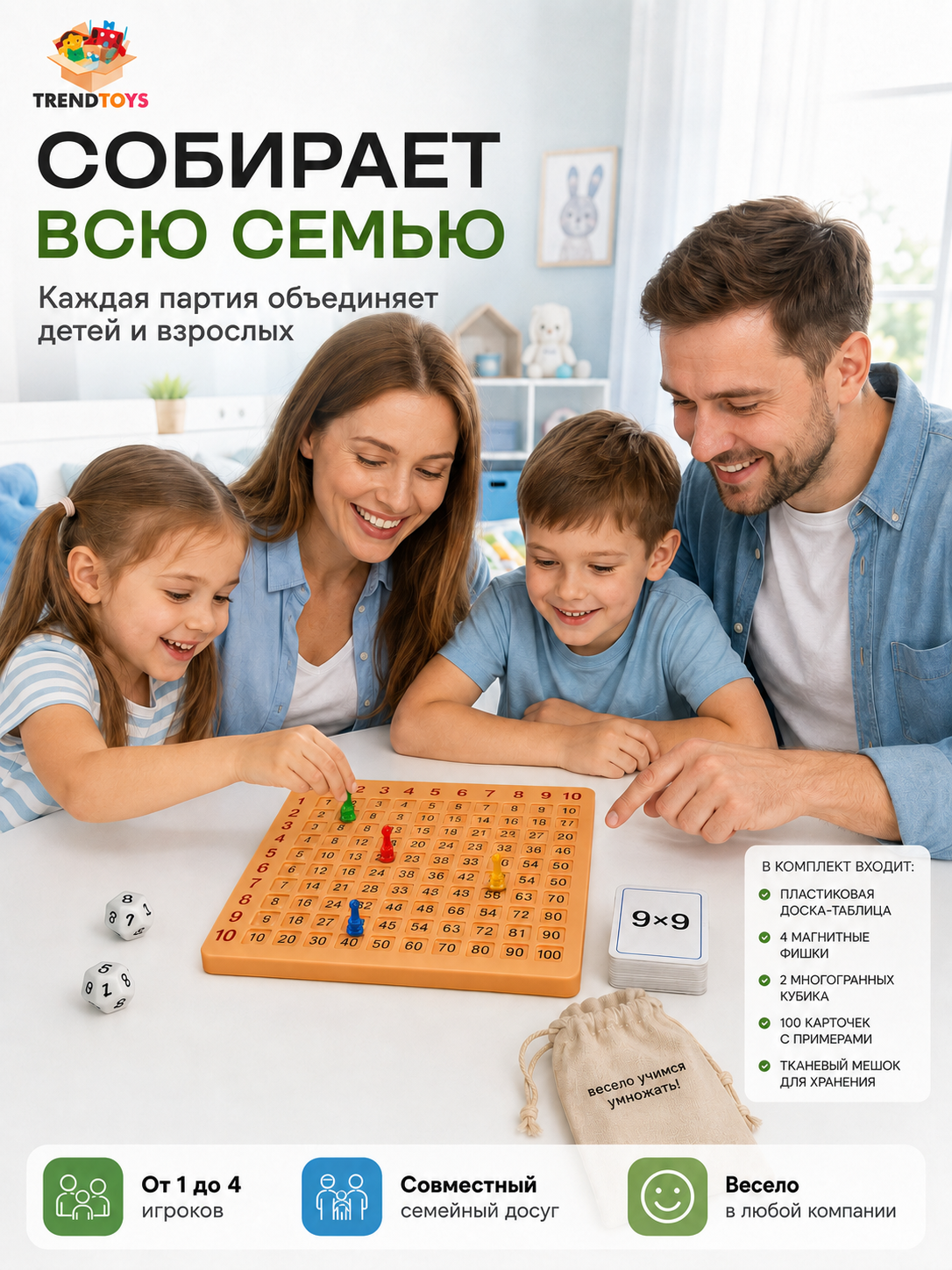 Настольная игра TrendToys Умножайка таблица умножения - фото 12