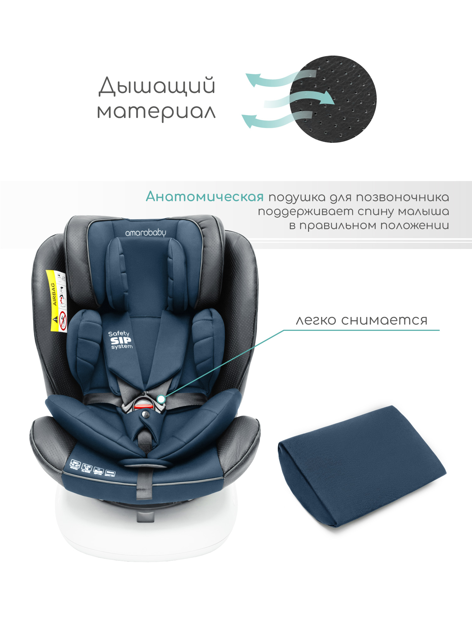 Автокресло Amarobaby Champion Isofix 0+/1/2/3 (0-36 кг) синий - фото 8