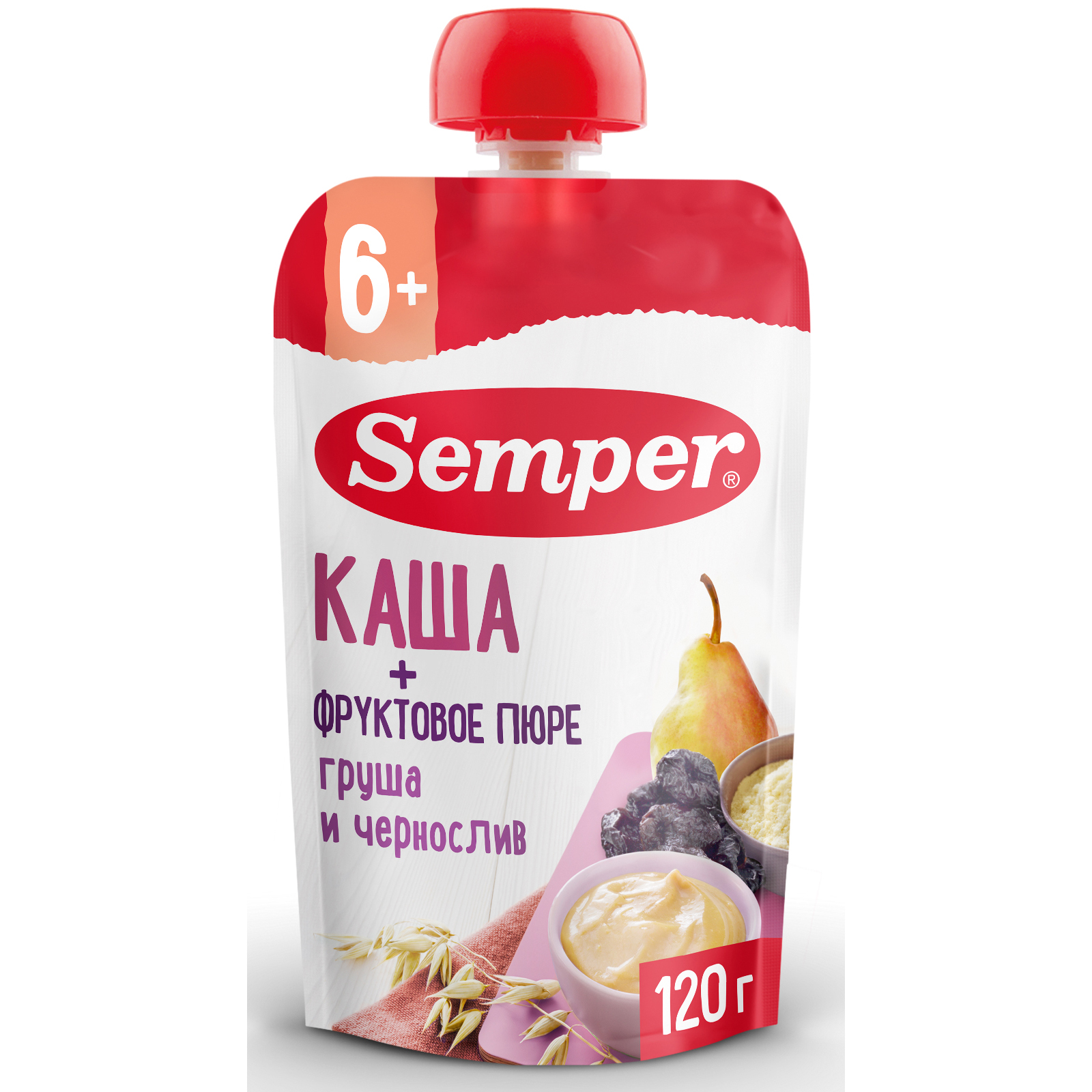 Пюре Semper Каша-груша-чернослив с 6 мес 120 г - фото 1