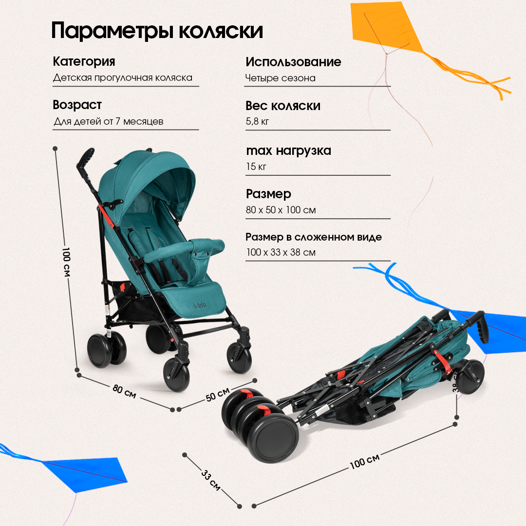 Коляска прогулочная Costa Koda бирюзовый - фото 9