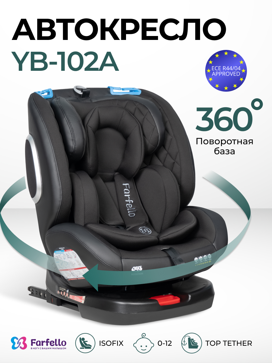 Автокресло Farfello YB102A Isofix 0+/1/2/3 (0-36 кг) черный - фото 1