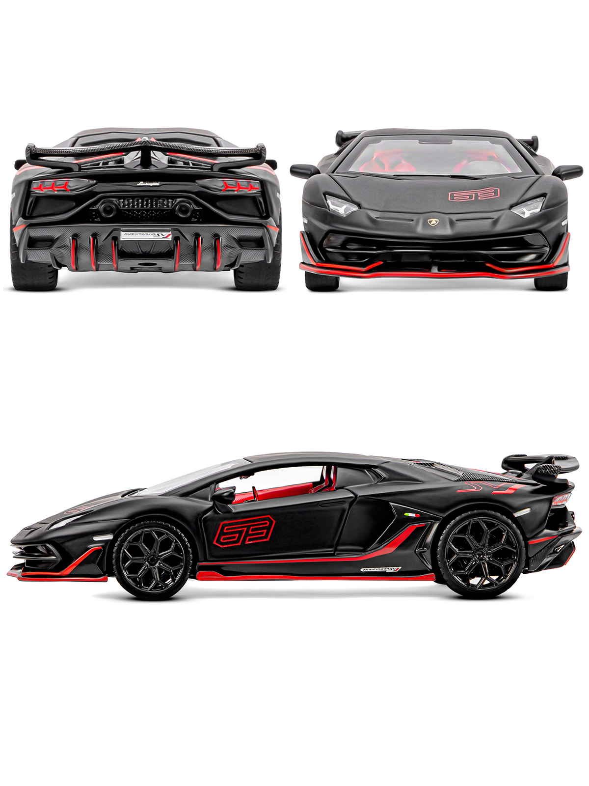 Автомобиль АВТОпанорама Lamborghini Aventador SVJ 1:32 черный JB1251402 - фото 6
