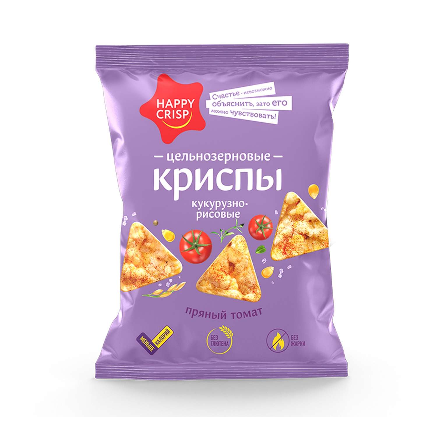 Чипсы кукурузно-рисовые Happy Crisp со вкусом Пряный томат 100г - фото 1
