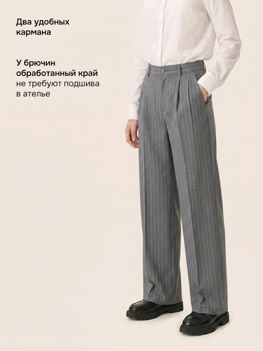 Брюки NIKASTYLE 2ш72426 серая полоска - фото 3