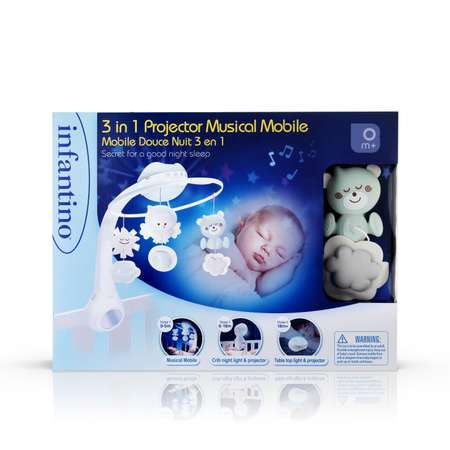 Мобиль INFANTINO 3 в 1 Музыкальный серо-зеленый